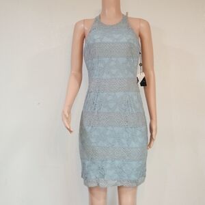 Adrianna Papell AP1D104164 Crew Neck Racer Shortk Lace Dress Sz 4